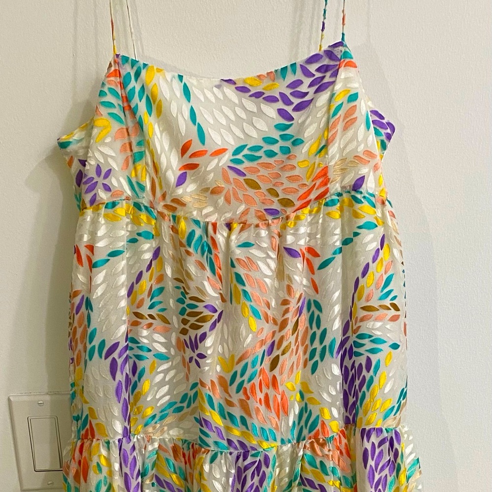 NWT- C/MEO Collective Women's Set Up Sleeveless Square Neck Tiered Midi Dress